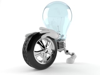 Light bulb character rolling spare wheel