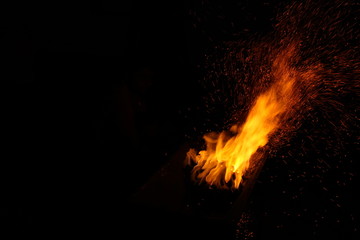 fire in fireplace