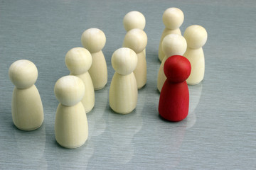 Successful business team leader, red figure, leadership concept