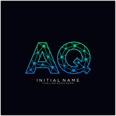 Letter AQ abstract line art logo template.