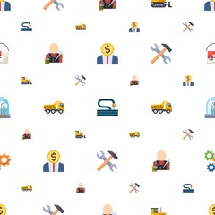 work icons pattern seamless. Included editable flat Entrepreneurship, Garden hose, bulldozer, tailor, Tipper, tools, Future technology, cogwheel icons. work icons for web and mobile.