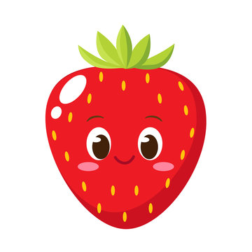 Cute happy strawberry character emoticon