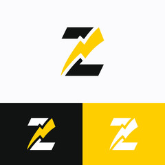 Initial Letter Z with Thunder Logo Design