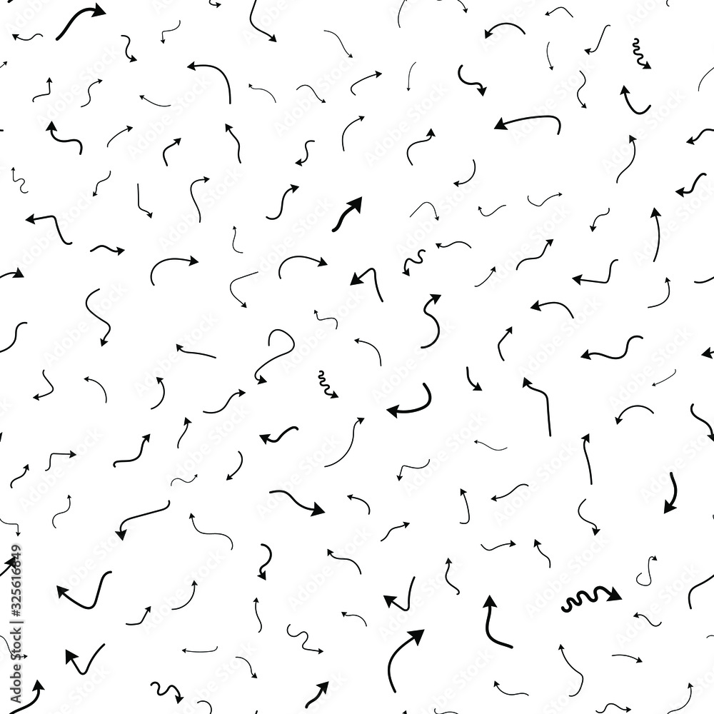 Poster seamless vector pattern with different arrows. modern cursor illustration