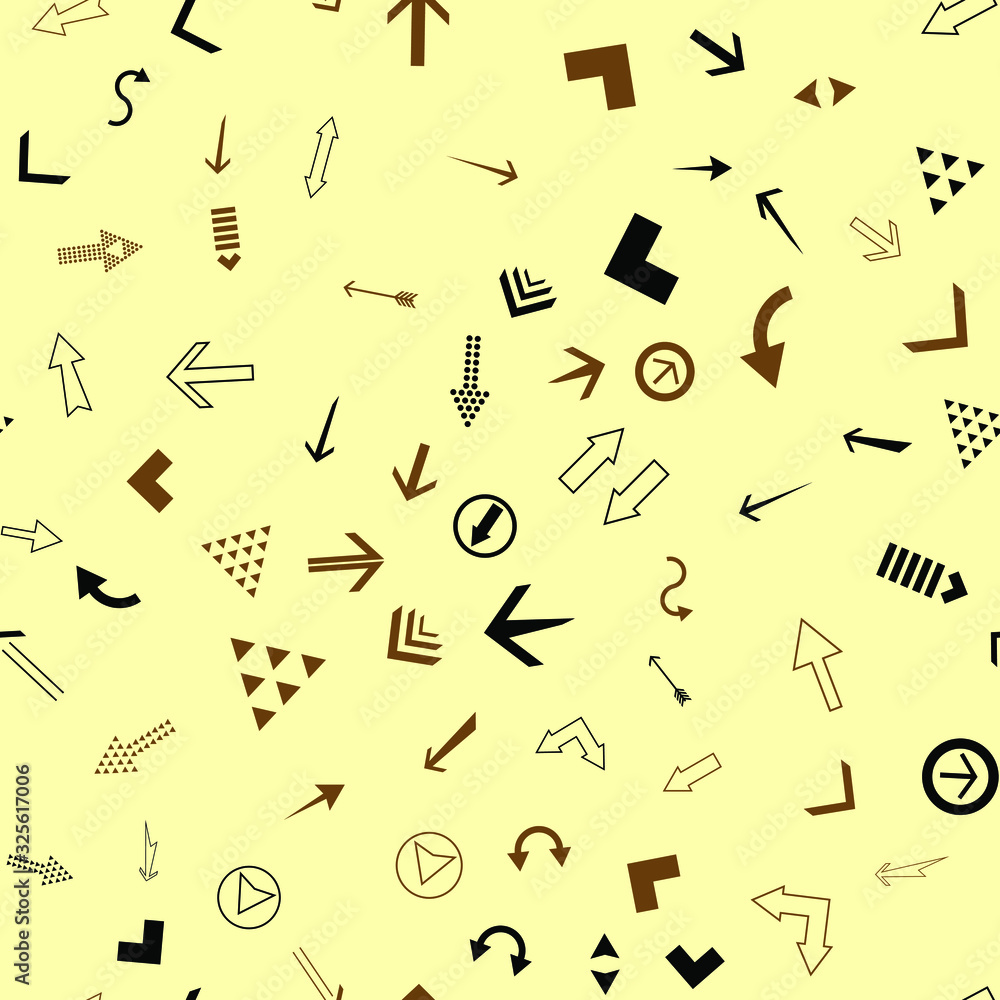 Poster seamless vector pattern with different arrows. modern cursor illustration