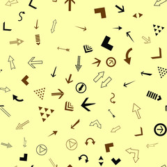 Seamless vector pattern with different arrows. Modern cursor illustration
