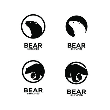 Collection of logo bear with circle and isolated white background