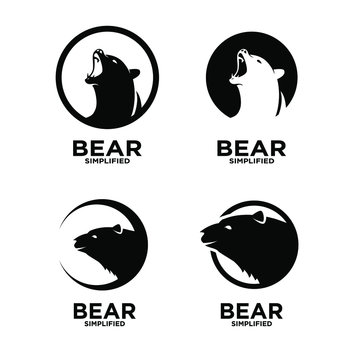 Collection of logo bear with circle and isolated white background