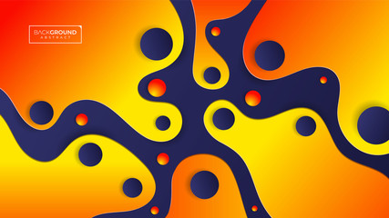 Wallpaper Gradient Geometric Background Abstract. Liquid Shape Fluid Design. Web Design Futuristic Banner Template Media Post Sale. Colorful motion Dark Blue Orange Yellow Pink. Vector eps10