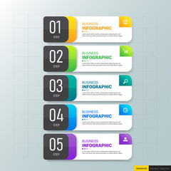 Modern infographics banner 5 steps design template.