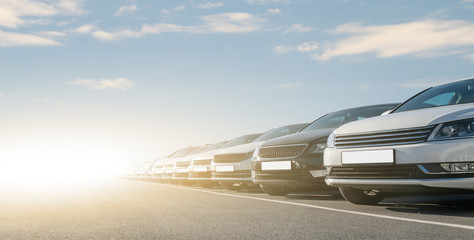 Cars in a row. Used car sales	