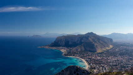 Fototapeta na wymiar Coast of Mondello near Palermo on Sicily, Italy in Europe