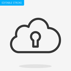 Cloud Lock Icon Vector Editable Stroke Pixel Perfect