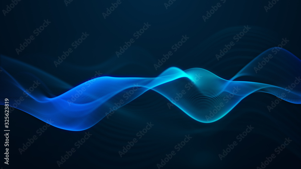 Aufkleber beautiful abstract wave technology digital network background with blue light digital effect corpora