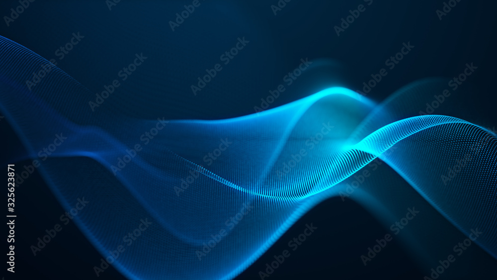 Poster beautiful abstract wave technology digital network background with blue light digital effect corporate concept