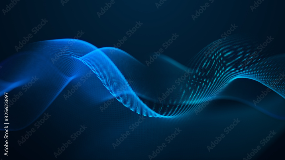 Poster beautiful abstract wave technology digital network background with blue light digital effect corporate concept