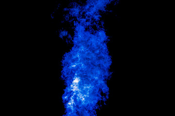 Phantom blue fire flames blazing fiery burning isolated on a black background