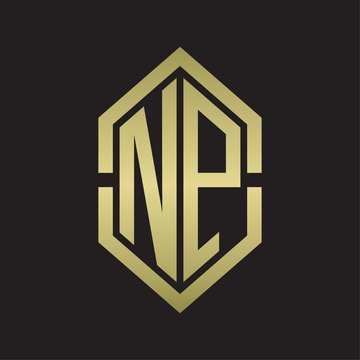 recommend clip art: NP Logo monogram with hexagon shape and outline slice style with gold colors
