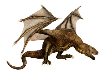 3D Rendering Fairy Tale Dragon on White