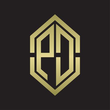 recommend clip art: PD Logo monogram with hexagon shape and outline slice style with gold colors
