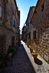 Fototapeta na wymiar Collepardo, Italy, 02/22/2020. An alley between the old stone houses of a medieval village.