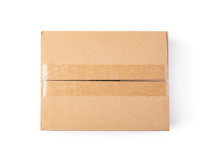 Closed cardboard box on a white background