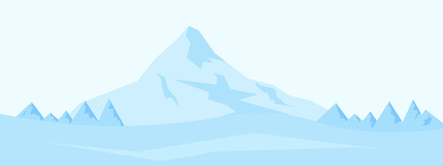 Vector snow mountains background. Winter mountain range. Cold mountains illustration.