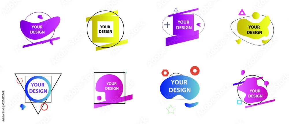 Poster set of abstract modern graphic elements. colorful vector gradient shapes composition. template for d
