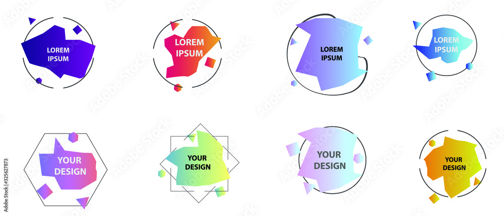 Aufkleber set of abstract modern graphic elements. colorful vector gradient shapes composition. template for d