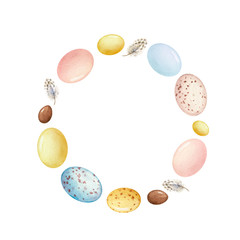 Happy Easter vector watercolor hand painted greeting card.