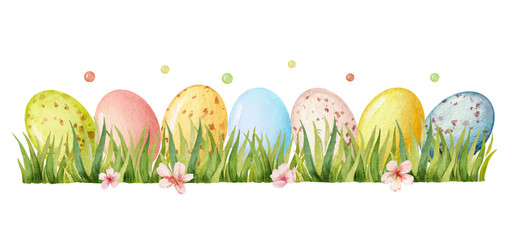 Happy Easter vector watercolor hand painted greeting card.