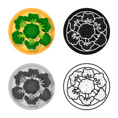 Isolated object of broccoli and table sign. Set of broccoli and food stock symbol for web.