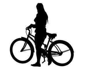 Obraz premium Young athlete on a bike for extreme stunts. Isolated silhouette on a white background