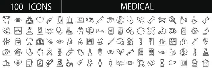 Poster Medical  icon set. Linear icons, sign and symbols in flat linear design of medicine and healthcare with elements for mobile concepts and web applications. Collection of Modern Infographic Logo a © Vitaliy