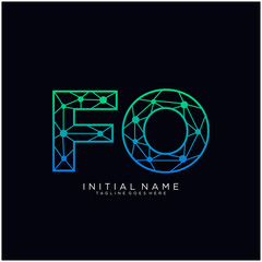 Letter FO abstract line art logo template.