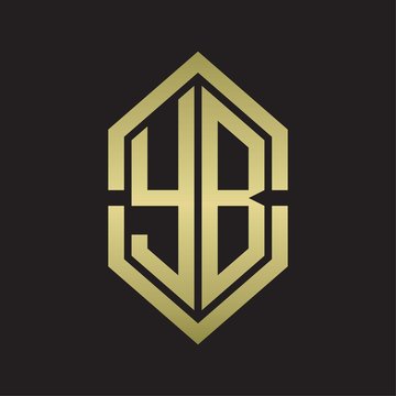 recommend clip art: YB Logo monogram with hexagon shape and outline slice style with gold colors