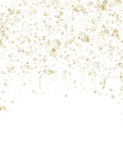 Memphis style geometric confetti vector background of triangle circle square shapes, chevron wavy lines.