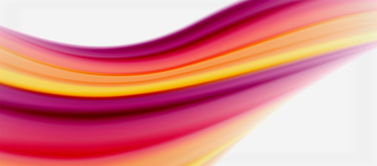 Wave lines abstract background, smooth silk design with rainbow style colors. Liquid fluid color waves. Vector Illustration