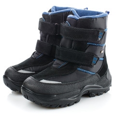 Black winter boots for boy isolated on white