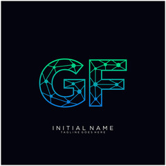 Letter GF abstract line art logo template.