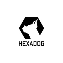 modern dog logo with hexagonal