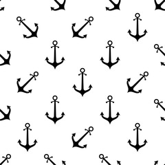 Anchor Icon Seamless Pattern, Flat