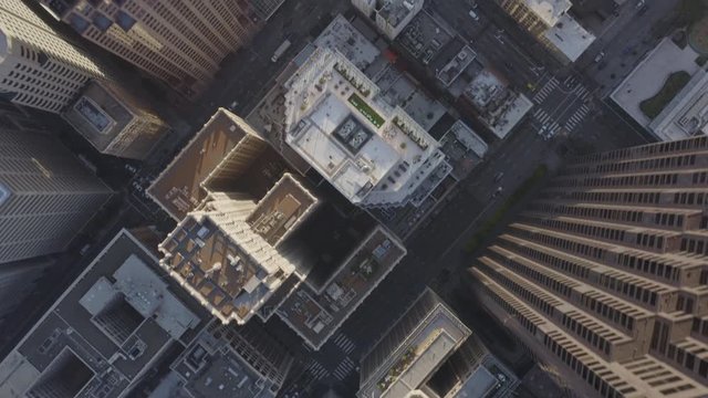 San Francisco Aerial v94 Vertical cityscape from Financial District to edge of Union Square - December 2018