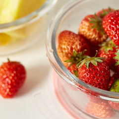 Fruits and vegetables in glass preservation box 