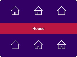 House icon set with outline style.Editable vector. Isolated. Home, address.
