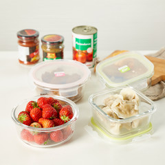 Fruits and vegetables in glass preservation box 