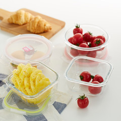 Fruits and vegetables in glass preservation box 