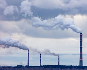 Smoke from the chimneys at the factory