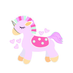 Cute baby unicorn in vector style.Fairytale character.