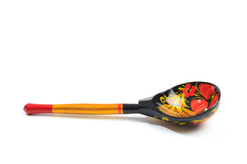 Russian national wooden spoon isolated on white background - IMAGE